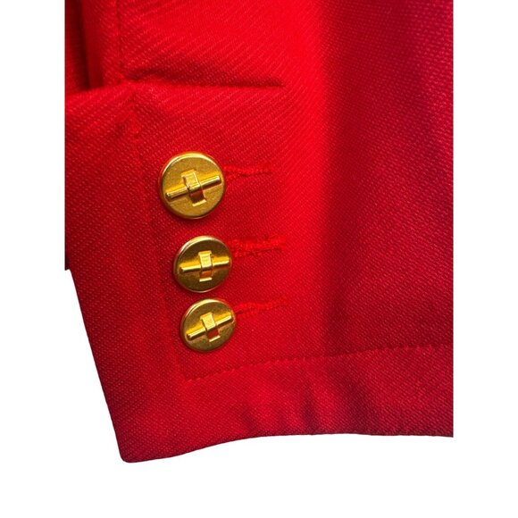 Cabi Lipstick Red Blazer Size 12 Bow Accent & Gold Buttons 3/4 Sleeve Stylish Ja - Picture 11 of 14
